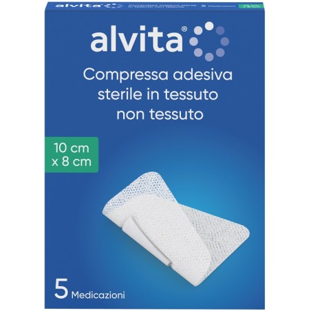 Garza Compressa Adesiva Alvita Tnt 10x8cm 5 Pezzi