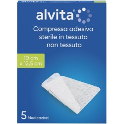 Garza Compressa Adesiva Alvita Tnt 10x12,5cm 5 Pezzi