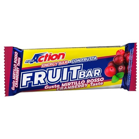 Barretta da 40 g di ProAction Fruit Bar, barretta energetica al mirtillo rosso per sportivi di endurance.