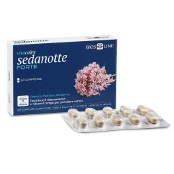 Confezione da 20 compresse di Vitacalm Sedanotte Forte, integratore per addormentarsi velocemente.