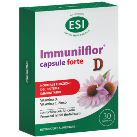 Confezione da 30 capsule di Esi Immunilflor integratore per il sistema immunitario con vitamina D Confezione da 30 capsule di Esi Immunilflor integratore per il sistema immunitario con vitamina D
