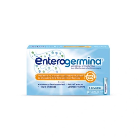 Confezione da 20 fialette di Enterogermina sospensione orale 4MLD.