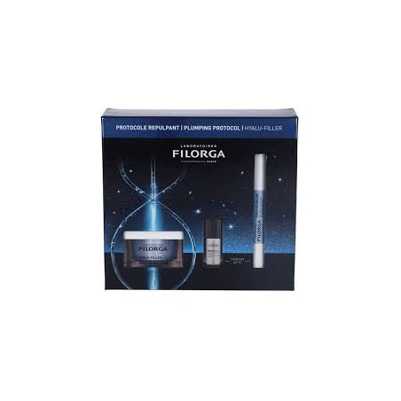 Cofanetto di Filorga Hyalu Filler con Crema Viso Idratante RImpolpante+ Siero Rivitalizzante +Balsamo Labbra  Rimpolpante