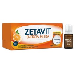 Confezione da 12 flaconcini di Zetavit Energia Extra Integratore Tonico Adattogeno Energizzante.