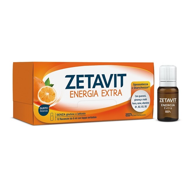 Confezione da 12 flaconcini di Zetavit Energia Extra Integratore Tonico Adattogeno Energizzante. Confezione da 12 flaconcini di Zetavit Energia Extra Integratore Tonico Adattogeno Energizzante.