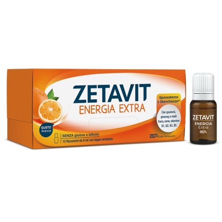 Confezione da 12 flaconcini di Zetavit Energia Extra Integratore Tonico Adattogeno Energizzante. Confezione da 12 flaconcini di Zetavit Energia Extra Integratore Tonico Adattogeno Energizzante.