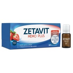 Confezione da 12 flaconcini di Zetavit Memo Plus Integratore Per Le Funzioni Cognitive Negli Adulti.