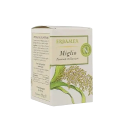 Confezione da 50 capsule di Erbamea Miglio, integratore per rinforzare i capelli e le unghie fragili.
