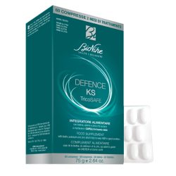 Confezione da 36 compresse di Bionike Defence Ks Tricosafe, integratore per mantenere capelli sani e forti.