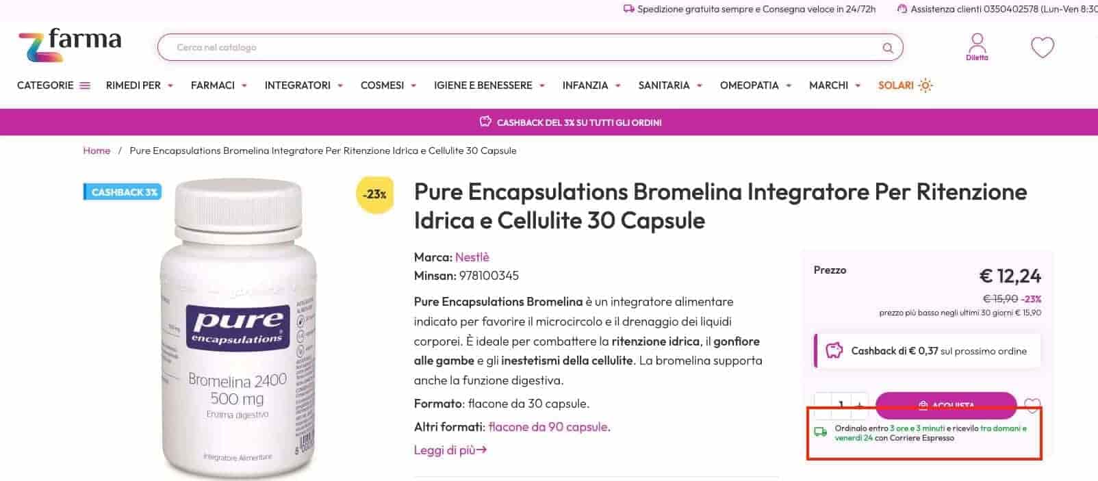 esempio prodotto su zfarma spedizione